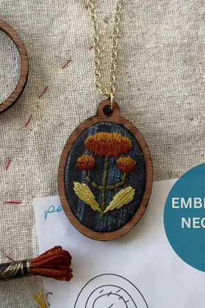 Place Order Folk Flowers Embroidery Necklace Kit