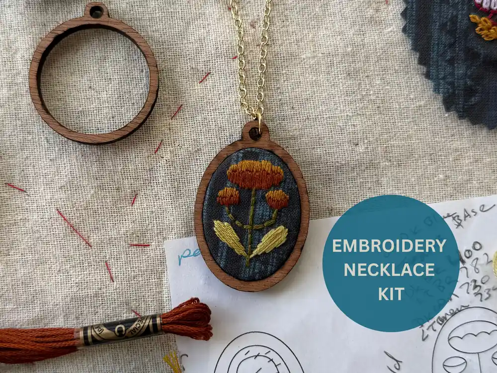 Place Order Folk Flowers Embroidery Necklace Kit