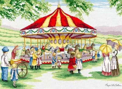 Countryside Carousel All Our Yesterdays Cross Stitch Kit by Faye Whittaker Authentic