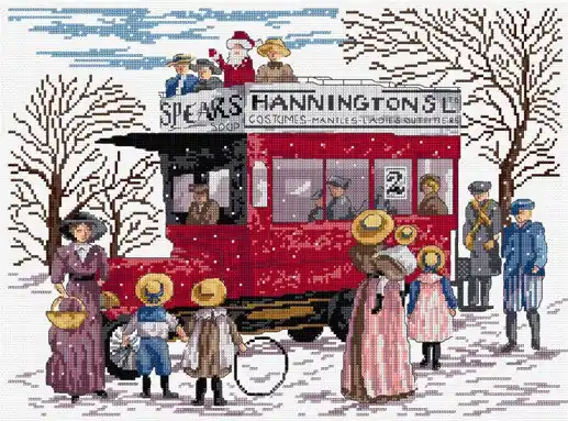Christmas Bus All Our Yesterdays Cross Stitch Kit by Faye Whittaker High Quality
