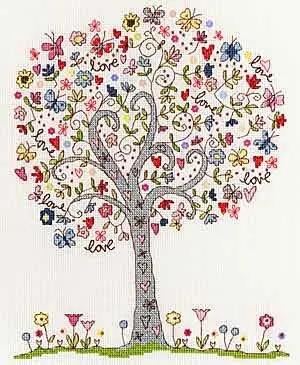 Viral Love Tree Cross Stitch Kit By Bothy Threads