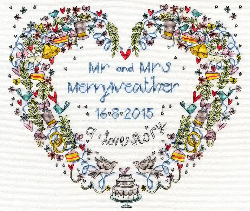Wedding Heart Cross Stitch Kit By Bothy Threads Price Cut