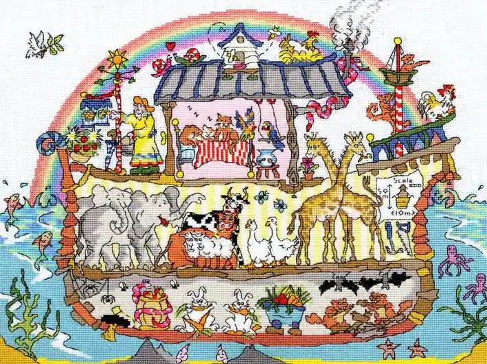 Professional Grade Cut Thru Noahs Ark Cross Stitch Kit By Bothy Threads