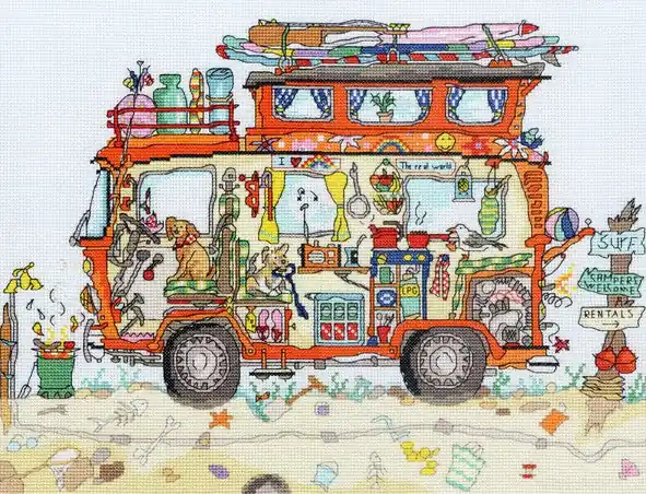 Cut Thru Camper Van Cross Stitch Kit By Bothy Threads Modern