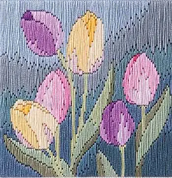 Popular Tulips Long Stitch Kit by Derwentwater Designs