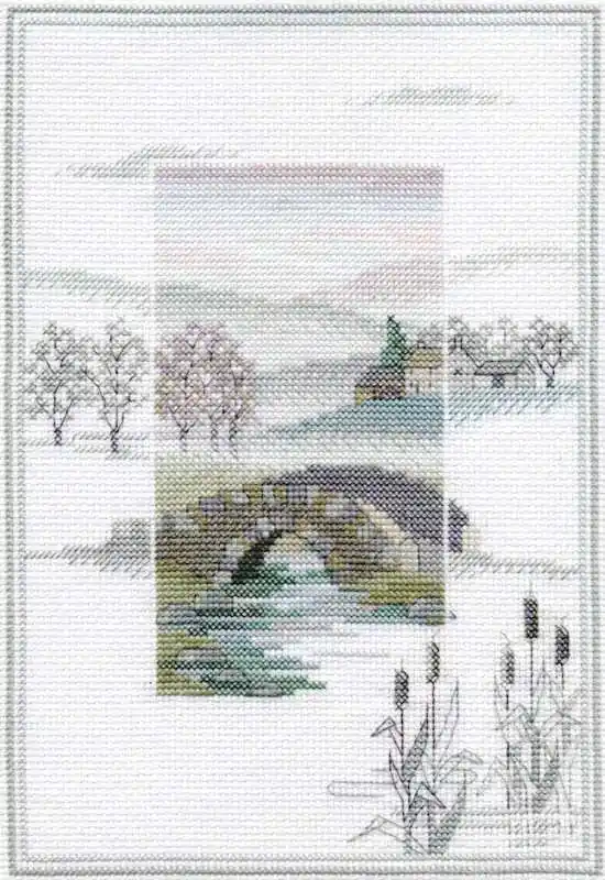 Free Delivery Winter Bridge Cross Stitch Kit by Derwentwater Designs