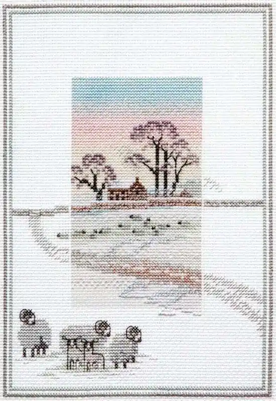 Free Delivery Snowy Sheep Cross Stitch Kit by Derwentwater Designs