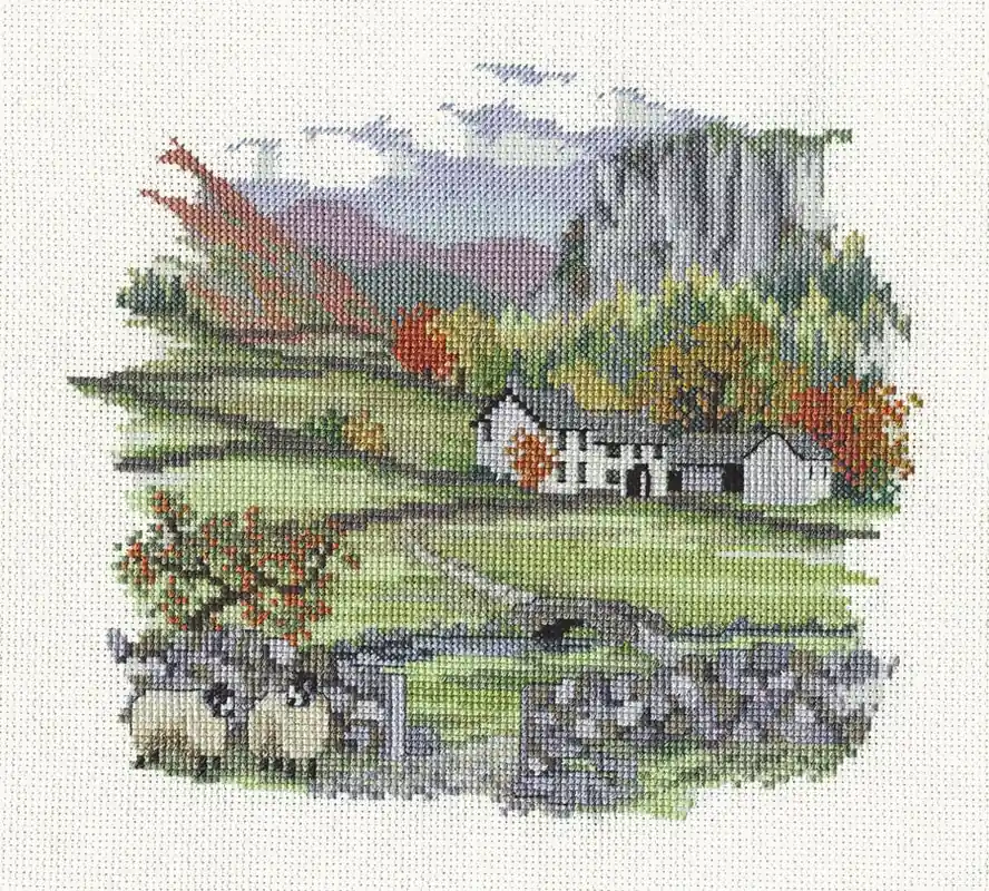 One Day Deal Cragside Farm Cross Stitch Kit by Derwentwater Designs