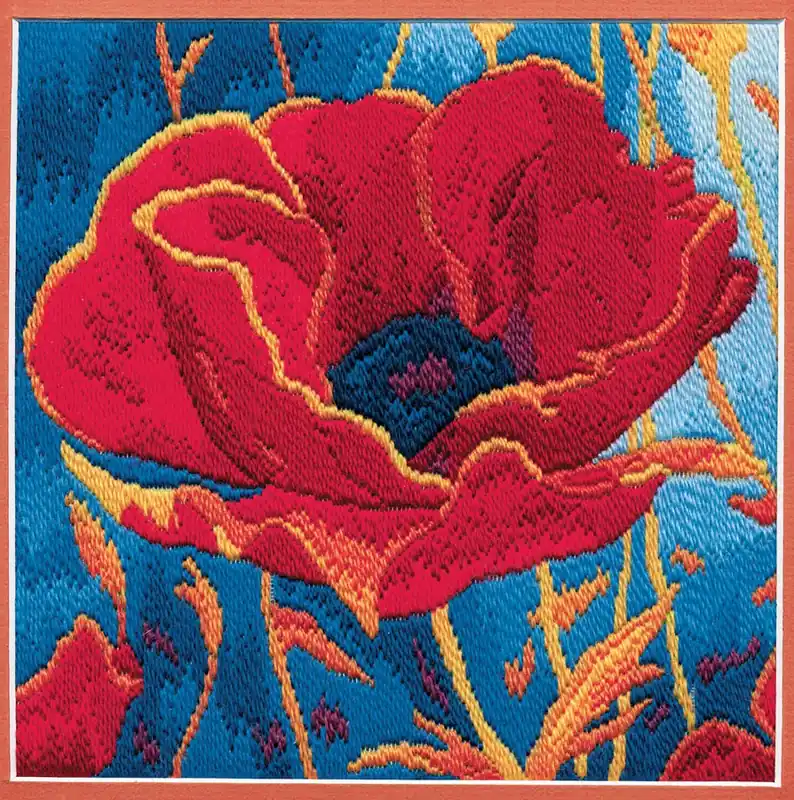 Mega Sale Poppy Head Long Stitch Kit by Derwentwater Designs
