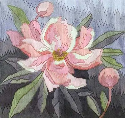Modern Peony Long Stitch Kit by Derwentwater Designs