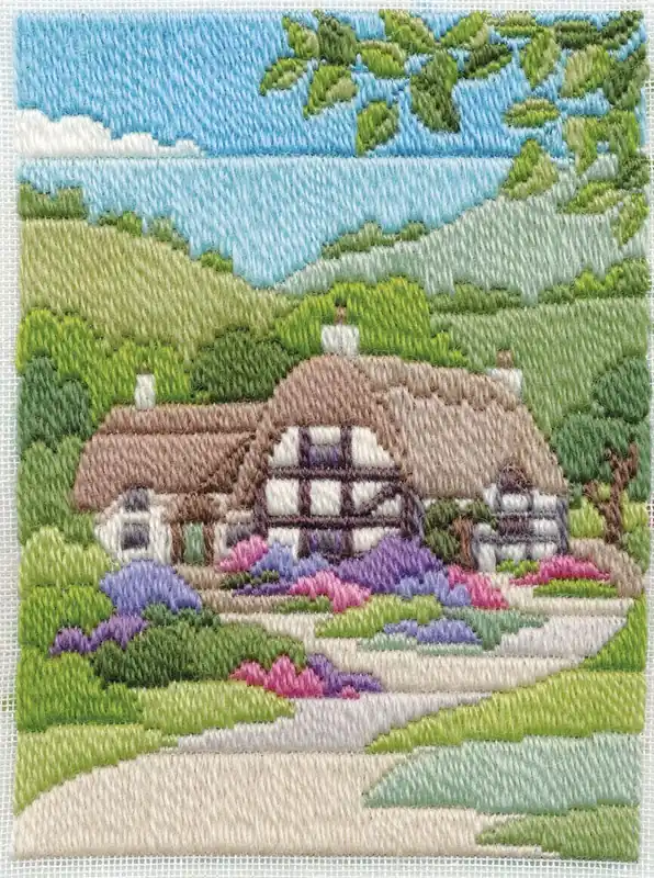 Professional Grade Summer Cottage Long Stitch Kit by Derwentwater Designs