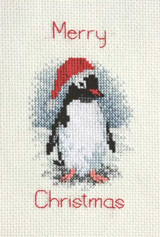 Penguin Cross Stitch Christmas Card Kit by Derwentwater Designs Discount