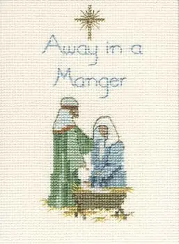Warranty Included Away in a Manger Cross Stitch Christmas Card Kit by Derwentwater Designs