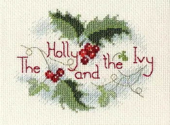 The Holly and the Ivy Cross Stitch Christmas Card Kit by Derwentwater Designs Instant Buy