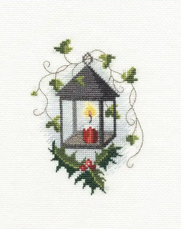 Price Drop Lantern Cross Stitch Christmas Card Kit by Derwentwater Designs