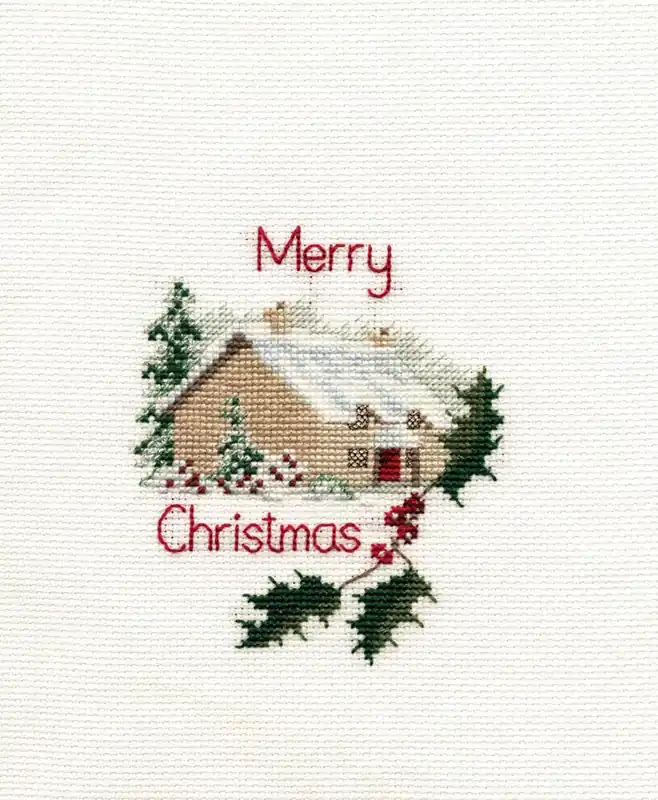 Christmas Cottage Cross Stitch Christmas Card Kit by Derwentwater Designs Trusted Brand