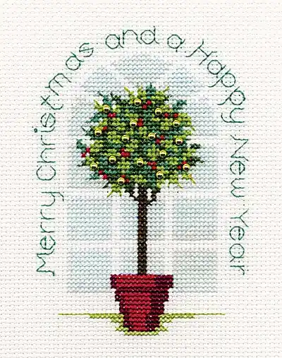 Special Offer Holly Tree Cross Stitch Christmas Card Kit by Derwentwater Designs