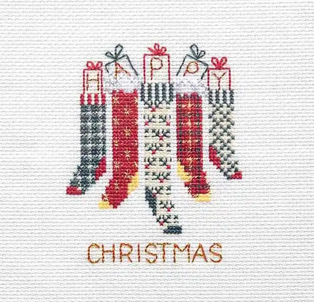 Christmas Stockings Cross Stitch Christmas Card Kit by Derwentwater Designs Handmade