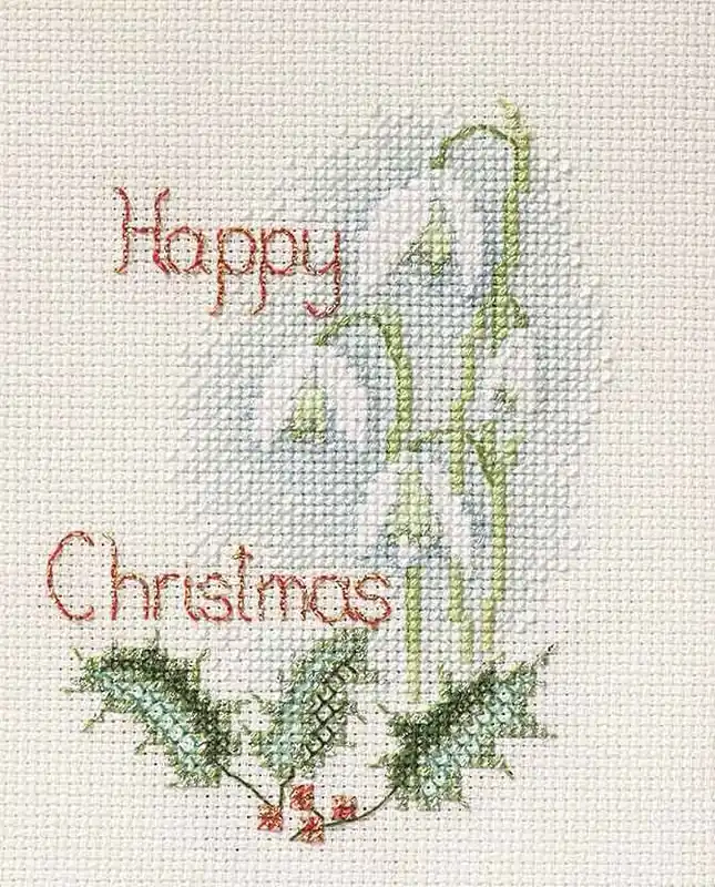 Grab Now Snowdrops Cross Stitch Christmas Card Kit by Derwentwater Designs