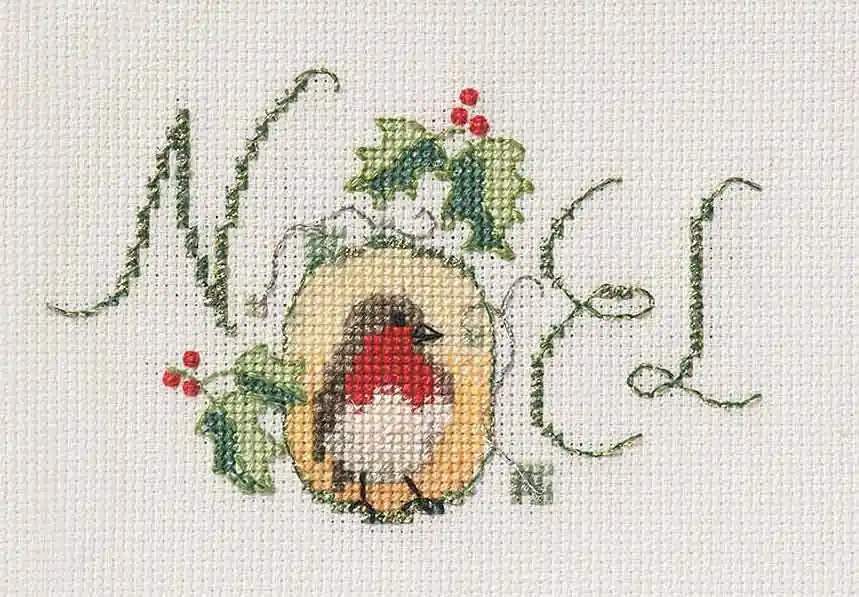 Top Pick Noel Robin Cross Stitch Christmas Card Kit by Derwentwater Designs