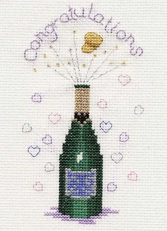 Affordable Champagne Cross Stitch Card Kit by Derwentwater Designs