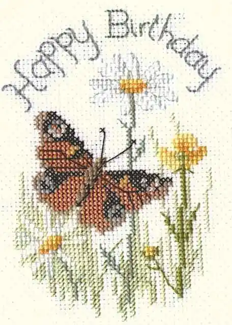 Butterfly and Daisies Cross Stitch Card Kit by Derwentwater Designs Shop Now