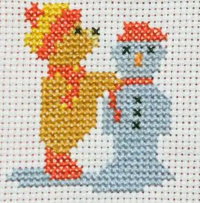 Building a Snowman Cross Stitch Christmas Card Kit by September Cottage Crafts Fast Shipping
