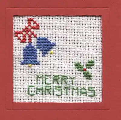 Christmas Bells Cross Stitch Christmas Card Kit by September Cottage Crafts Instant Buy