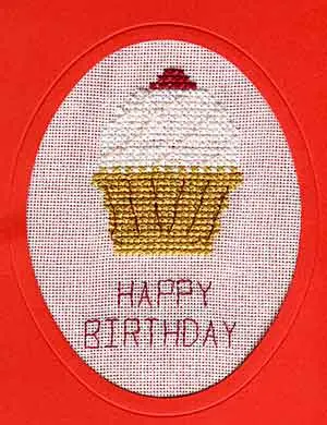 Cupcake Cross Stitch Card Kit by September Cottage Crafts Holiday Sale