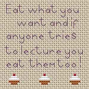 Today Only Eat What You Want Cross Stitch Coaster Kit by September Cottage Crafts