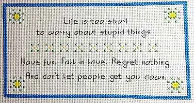 Premium Regret Nothing Sampler Cross Stitch Kit by September Cottage Crafts