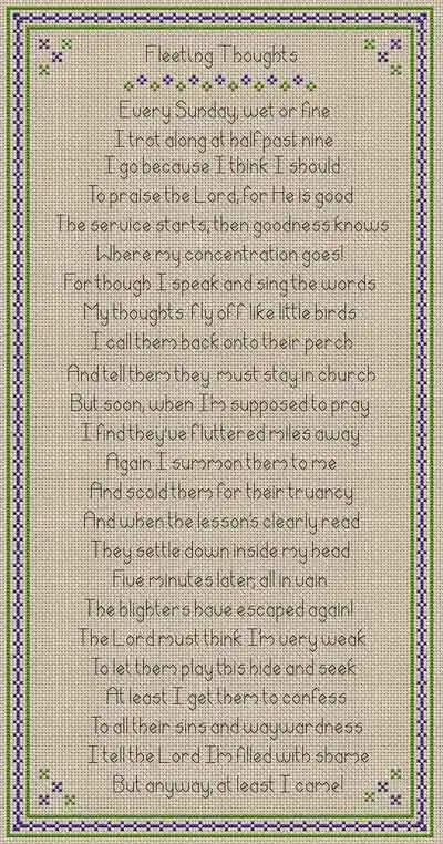 Fleeting Thoughts Sampler Cross Stitch Kit by September Cottage Crafts Buy Online
