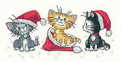 Christmas Kittens Cross Stitch Kit by Heritage Crafts Authentic