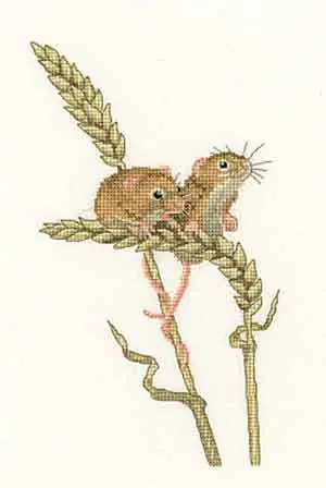 Price Cut Harvest Mice Cross Stitch Kit by Heritage Crafts