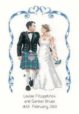 Scottish Wedding Cross Stitch Kit by Heritage Crafts Holiday Sale