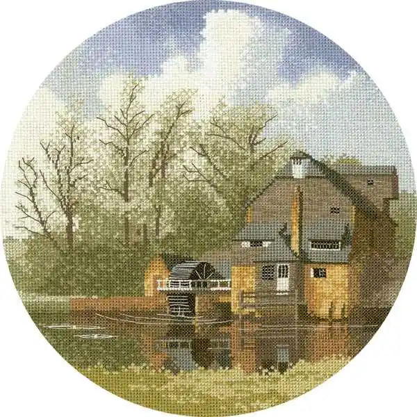 Worldwide Shipping Water Mill Cross Stitch Kit by Heritage Crafts