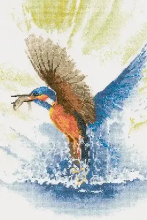 Price Drop Kingfisher in Flight Cross Stitch Kit by Heritage Crafts