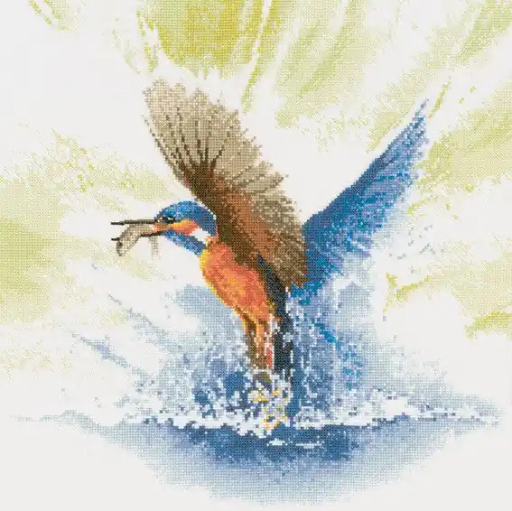 Price Drop Kingfisher in Flight Cross Stitch Kit by Heritage Crafts