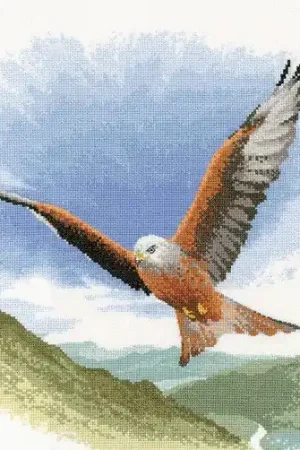 High Quality Red Kite in Flight Cross Stitch Kit by Heritage Crafts