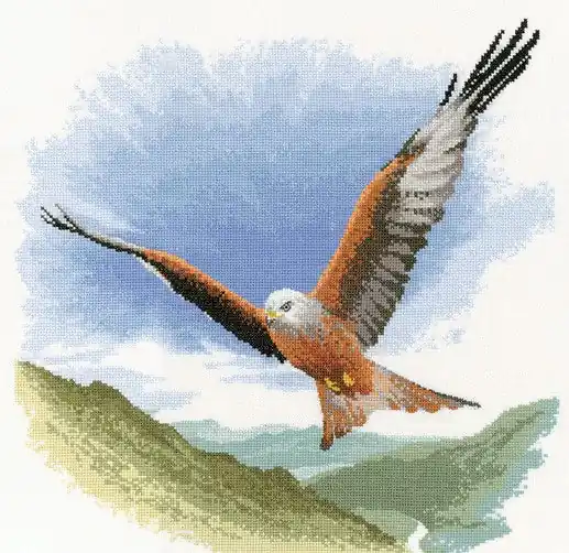 High Quality Red Kite in Flight Cross Stitch Kit by Heritage Crafts