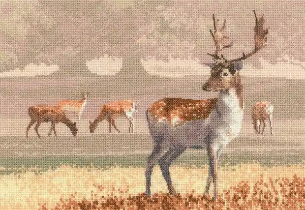 Premium Deer Park Cross Stitch Kit by Heritage Crafts