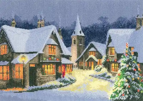 Christmas Village Cross Stitch Kit by Heritage Crafts New Arrival