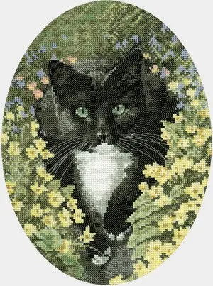 Black and White Cat Cross Stitch Kit by Heritage Crafts Flash Sale