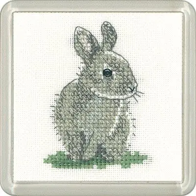 Baby Rabbit Cross Stitch Coaster Kit by Heritage Crafts Trending