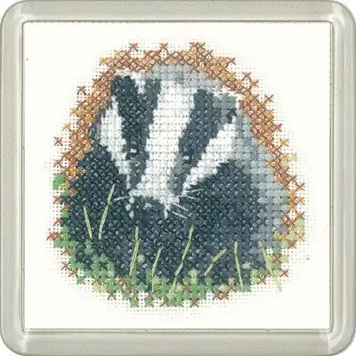 Wholesale Badger Cross Stitch Coaster Kit by Heritage Crafts