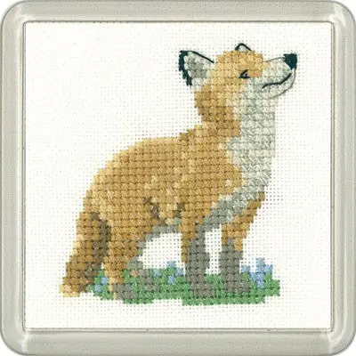 Fox Cub Cross Stitch Coaster Kit by Heritage Crafts Certified