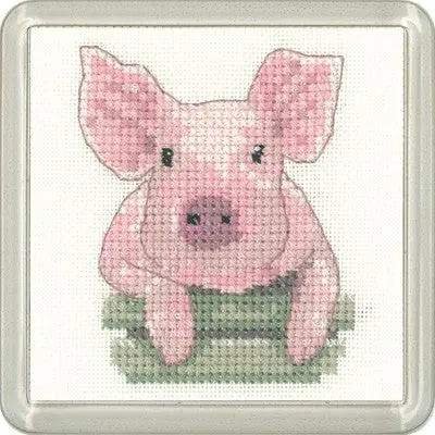 Fan Favorite Pig Cross Stitch Coaster Kit by Heritage Crafts