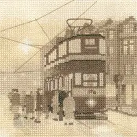 Super Sale Tram Stop Cross Stitch Kit by Heritage Crafts