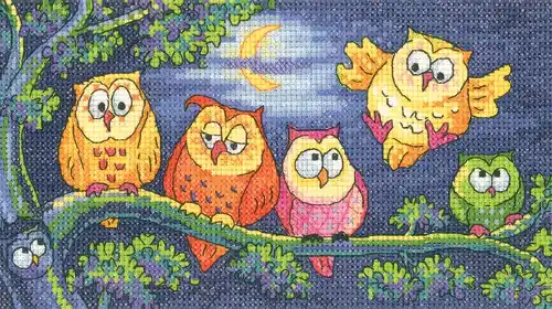 A Hoot of Owls Cross Stitch Kit by Heritage Crafts Must Have