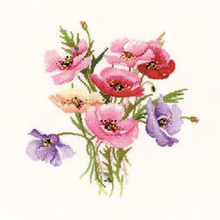 High Quality Poppy Posy Cross Stitch Kit by Heritage Crafts